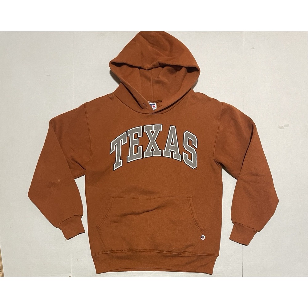 Vintage RUSSELL ATHLETIC Texas Longhorns Size Medium Pullover Hoodie Sweatshirt